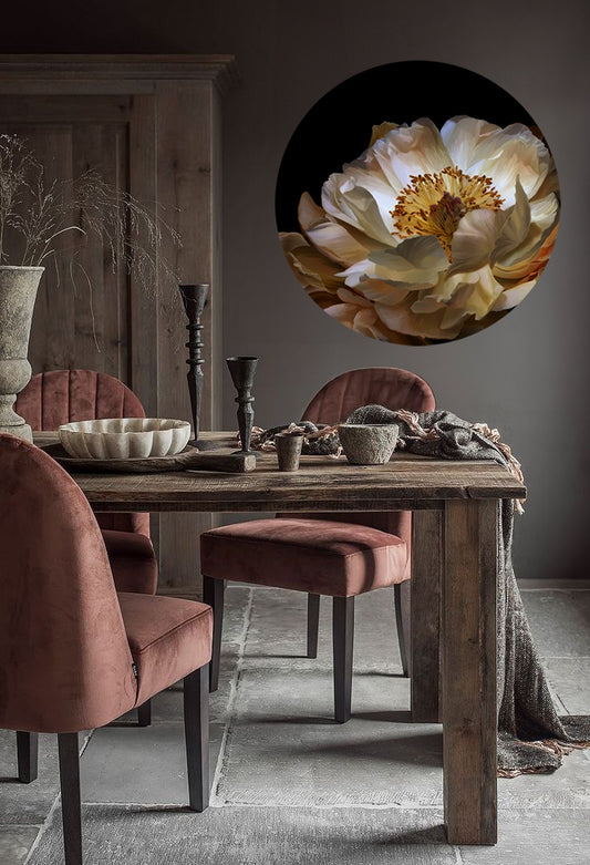 Earth Peony Round Wall Art Sticker